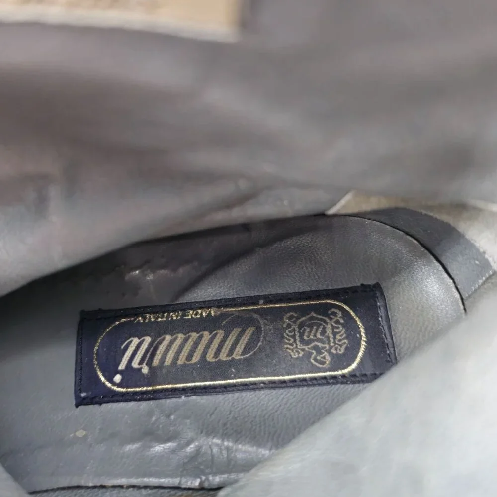 Vintage Mauri Exotic Ostrich and Suede Gray Dress Shoes Mens 8.5 Ankle Zip Boots - Picture 11 of 16